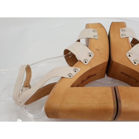 Sam Edelman Rosalind Womens Sandals Platform Wood Heel Beige Suede Strappy 8.5 - Picture 6 of 13